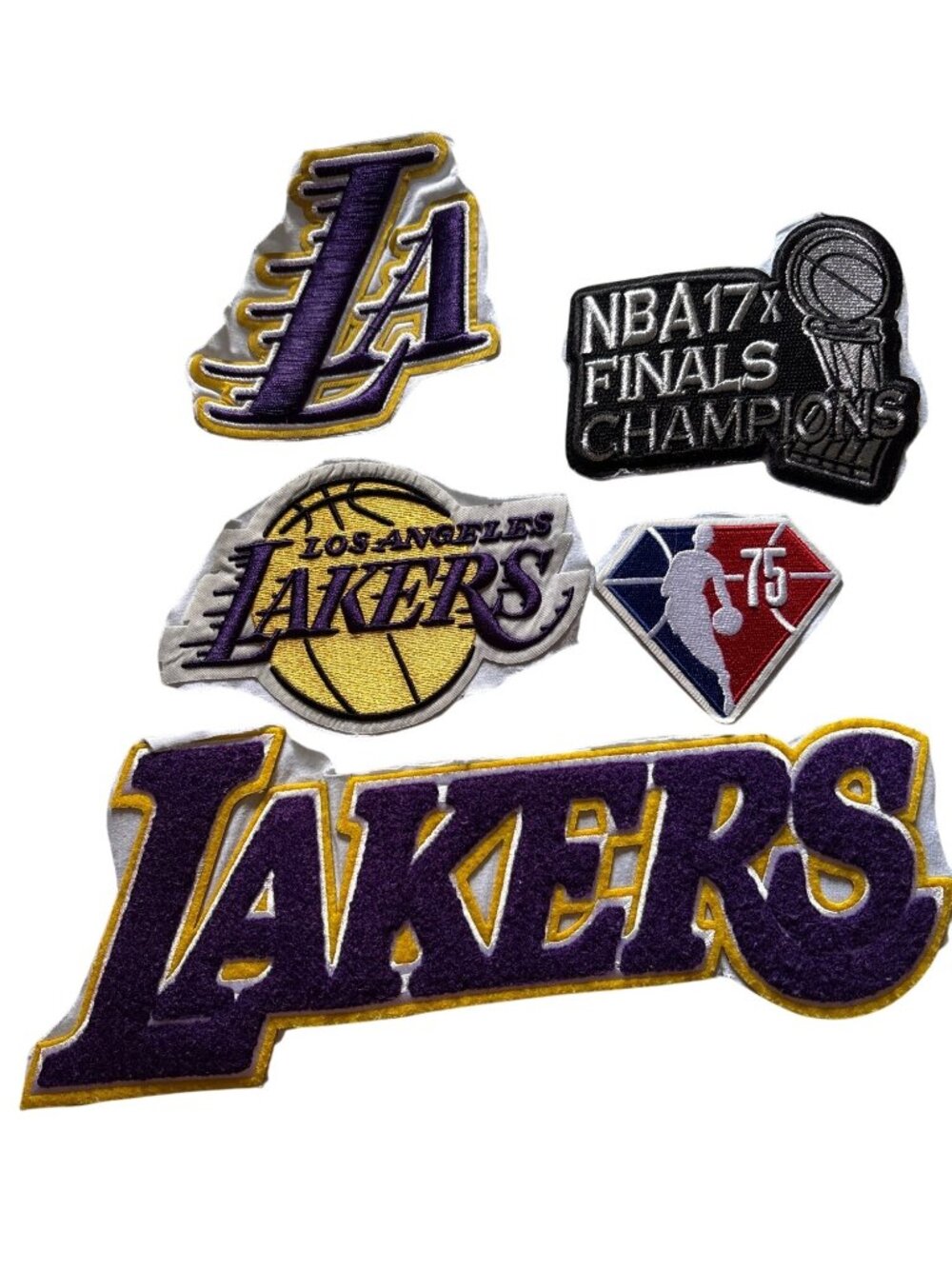 Los Angeles Lakers Iron-On Embroidered Patches Set Of 5 - NBA Finals Champions &